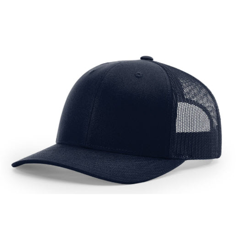 Youth Size Leather Patch Trucker Cap (Navy with Natural Leather Patch) Main Image